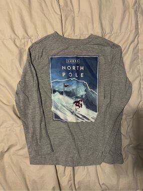 OshKosh B'gosh Gray Long-Sleeve Tee with Blue Ski Graphic